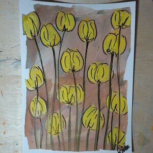 Original Painting by Rachael Potter Untitled Floral Yellow Flowers